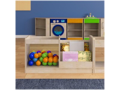 Flash Furniture Bright Beginnings Book Display with Transparent Storage Bin, 16"H x 31.5"W x 13"D, Brown (MK-KE20789-GG)