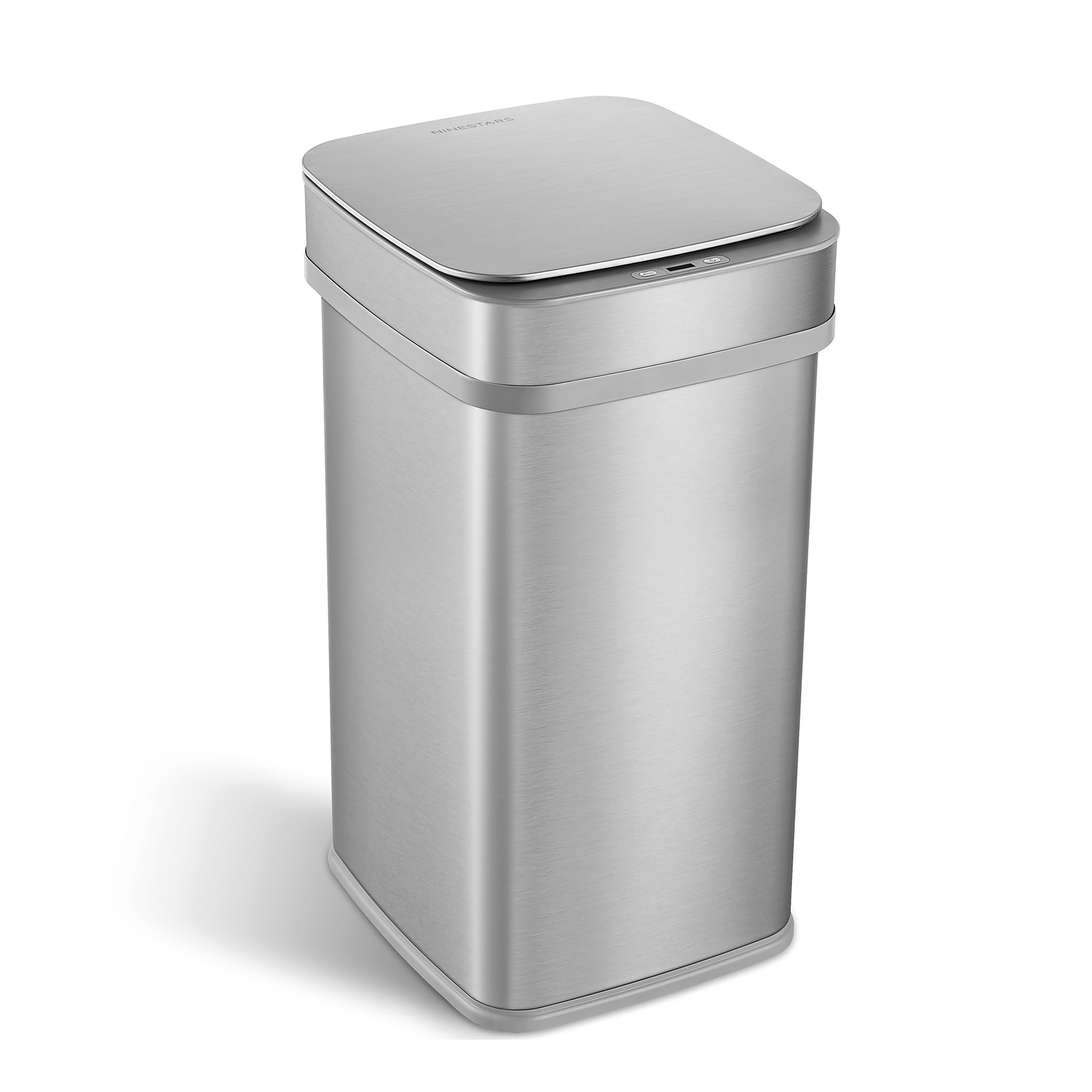 Nine Stars Nova² Stainless Steel UV Odor Neutralizing Sensor Trash Can, 13.2 Gallon, Silver (ONT-50-82SL)