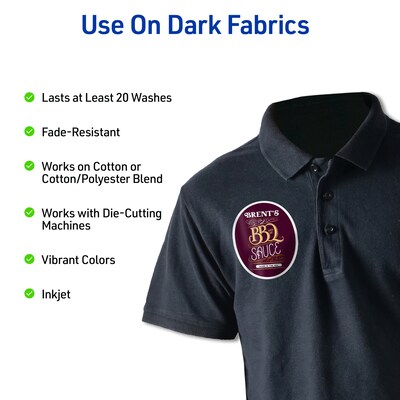 Avery Printable Heat Iron On Transfer Paper for Dark Fabrics, 8-1/2" x 11" (3279)