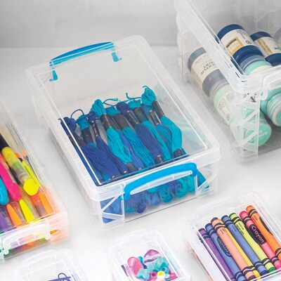 Super Stacker Polystyrene Large Pencil Box, 5.5" x 10" x 2.63", Clear, 3/Pack (AVT37539-3)