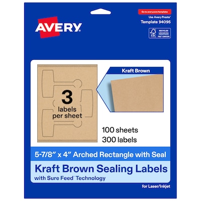 Avery Laser/Inkjet Multipurpose Labels, 5-7/8 x 4, Kraft Brown, 300 Labels/Box (19479370775)
