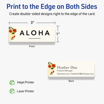 Avery Business Cards, 1" x 3", Matte Ivory, 160/Pack (95284)