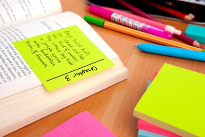 Post-it® Notes, 3" x 3",  Assorted Colors, 400 Sheets/Pad, 1 Pad/Pack (2027)