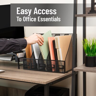 Mind Reader 5-Compartment Metal File Organizer, Black (JMAG5C-BLK)