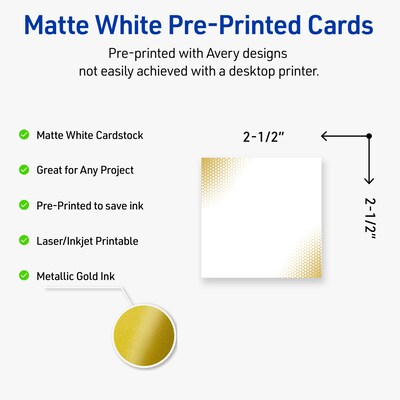 Avery Gold Blush Pattern Matte Blank Card, White, 90/Pack (S00-EWK)