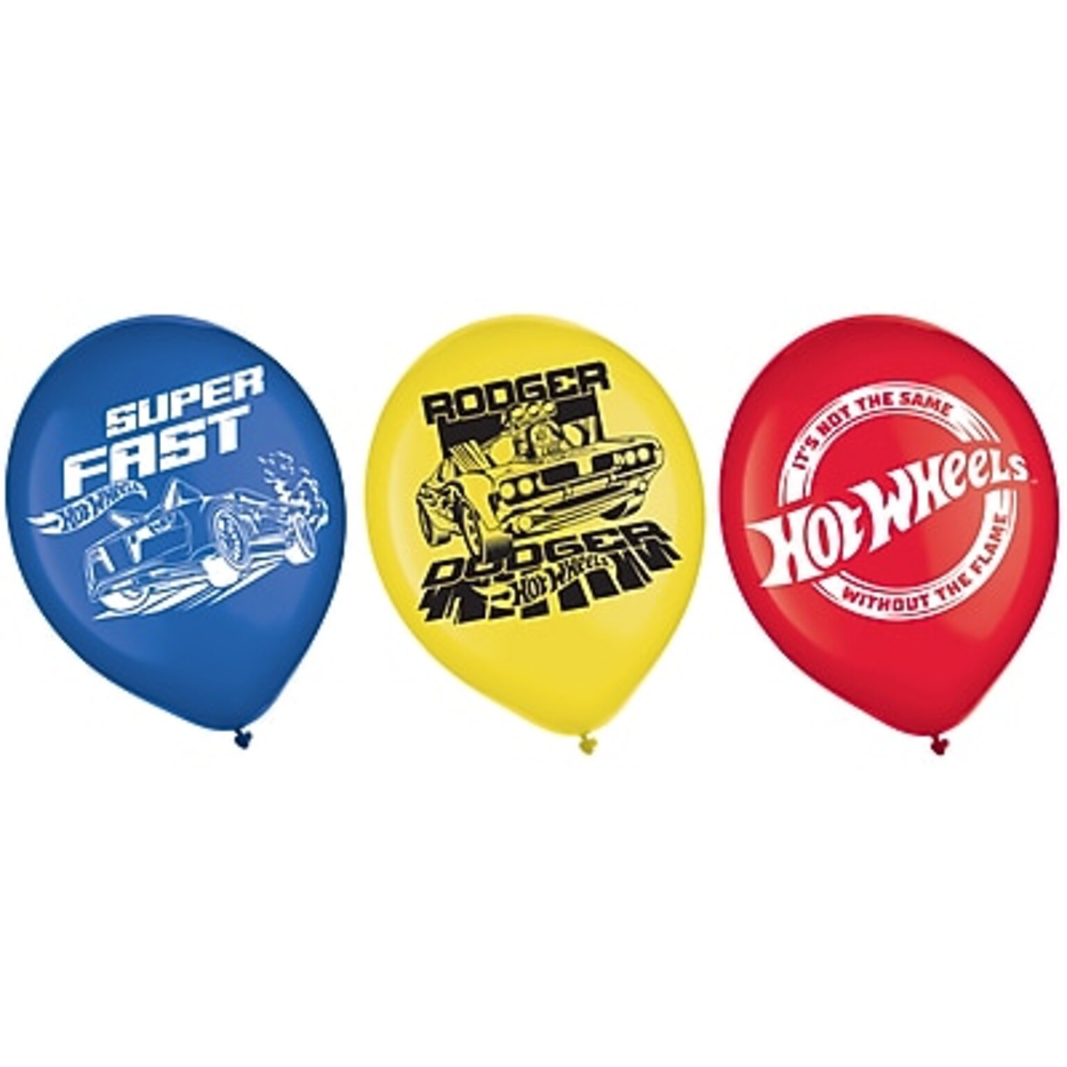 Party City 12 Hot Wheels Latex Balloons, Assorted Colors, 6/Pack (AM114172)
