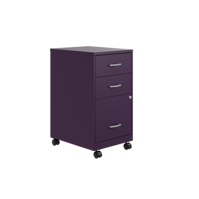 Space Solutions 18" 3-Drawer Mobile Letter Width Vertical File Cabinet, Midnight Purple (25289)