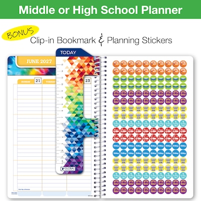2026-2027 Excello Brands 5.5" x 8" Academic Weekly & Monthly Planner, Paperboard Cover, White Brick (NAY27-SM5585)