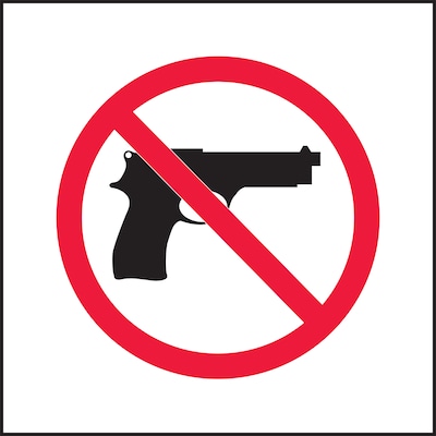 AccuformNMC Firearms (Firearms Prohibited Symbol) Wall Sign, 10 x 10, Black/Red/White (MACC536VA)