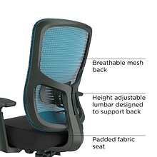 Union & Scale FlexFit™ Kroy Ergonomic Fabric Swivel Task Chair, Blue (UN59458)