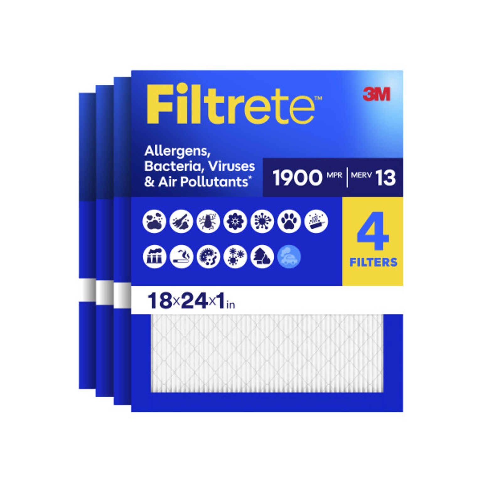Filtrete Allergen Defense 18 x 24 x 1 Pleated Air Filter, MERV 13, 4/Carton (UA21-4CA)
