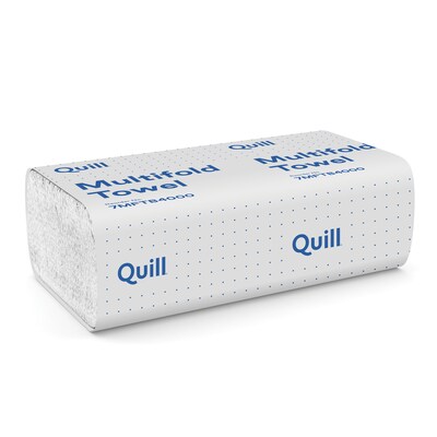 Quill Brand® Multi-Fold Paper Towels, 1-Ply, 250 Sheets/Pack, 16 Packs/Carton (1470)