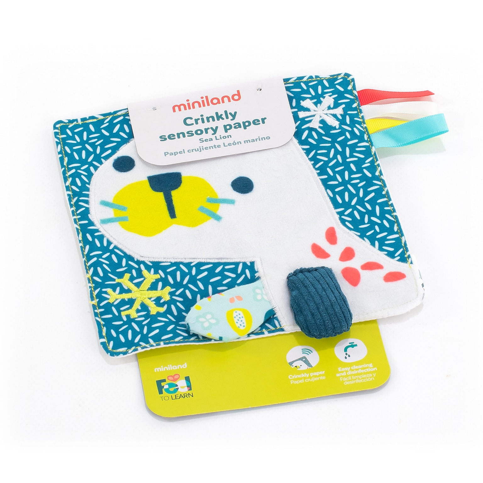 MINILAND Feel to Learn: Crinkly Sensory Paper Sea Lion, Multicolored, (MLE97323)