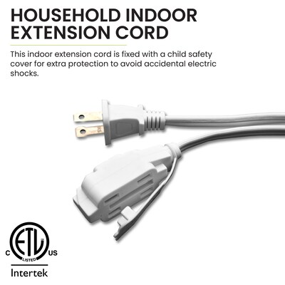 GoGreen Power 12' Extension Cord, 3-Outlet, 16 AWG, White (GG-24712-3)
