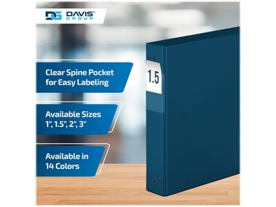Davis Group Premium Economy 1 1/2" 3-Ring Non-View Binders, Navy Blue, 6/Pack (2312-72-06)