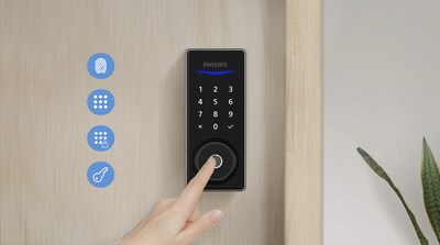 Philips Home Access 1000 Series Single Cylinder Electronic Deadbolt with Lighted Keypad Touchscreen, Multi Access, Matte Black