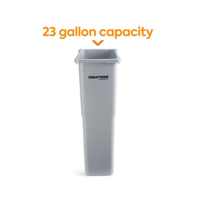 TRASH CAN, 23 GALLON, GREY, PLASTICS