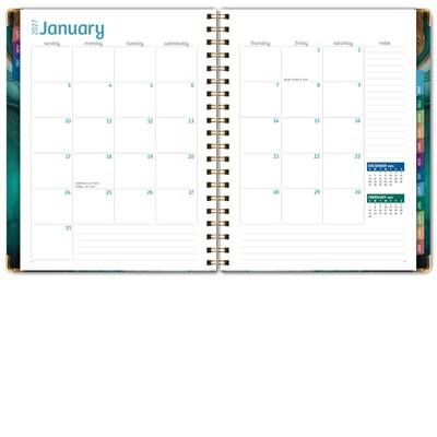 2027 Excello Brands Fashion Planner 8.5" x 11" Calendar Year Weekly & Monthly, Hardcover, Teal Gold Marble