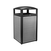 Alpine Plastic/Steel Outdoor Trash Can with Covered Top and Open Sides, 40 Gallon, Gray/Black (ALP47