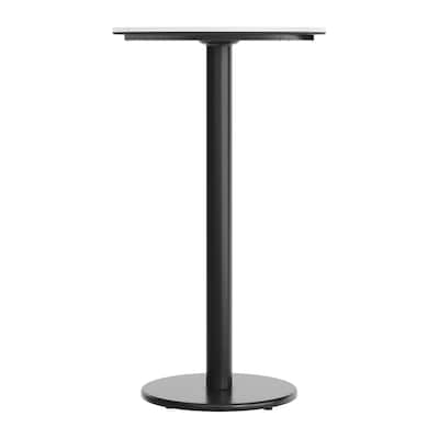Flash Furniture Acadia 24" Round Wooden Dining Table with Round Base, White Faux Marble/Black Base (STRD24WMATR18B)
