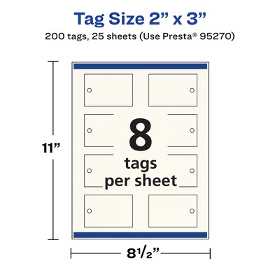 Avery 2" x 3"  Blank Price & Merchandise Tags, Ivory, 200/Carton (95270-MIT25)
