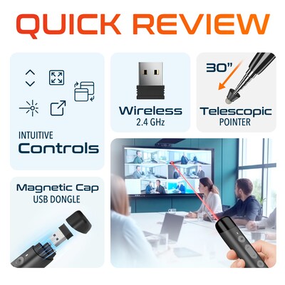 Delton LP99 2.4GHz Wireless Presentation Remote Laser Pointer, Black (DLP99)