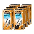 BIC Round Stic Grip Xtra Comfort Ballpoint Pen, Medium Point, Black Ink, 24/Box, 6 Boxes/Pack (GSMG1