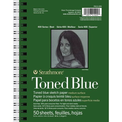 Strathmore 400 Series 5.5 x 8.5 Wire Bound Sketch Pad, 50 Sheets/Pad, 3/Bundle (STTP4122056-3)