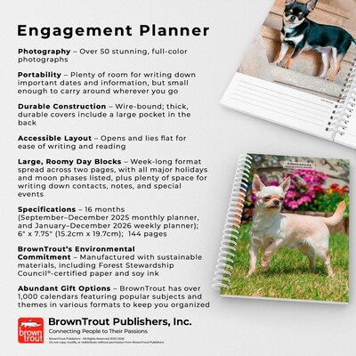 2026 BrownTrout Chihuahuas 6.5" x 7.75" Weekly Planner (9798330702930)
