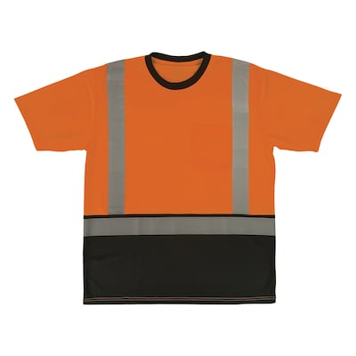 GloWear 8286BK High Visibility Short Sleeve Black Bottom T-Shirt, ANSI Type R Class 2, Orange, Large (22194)
