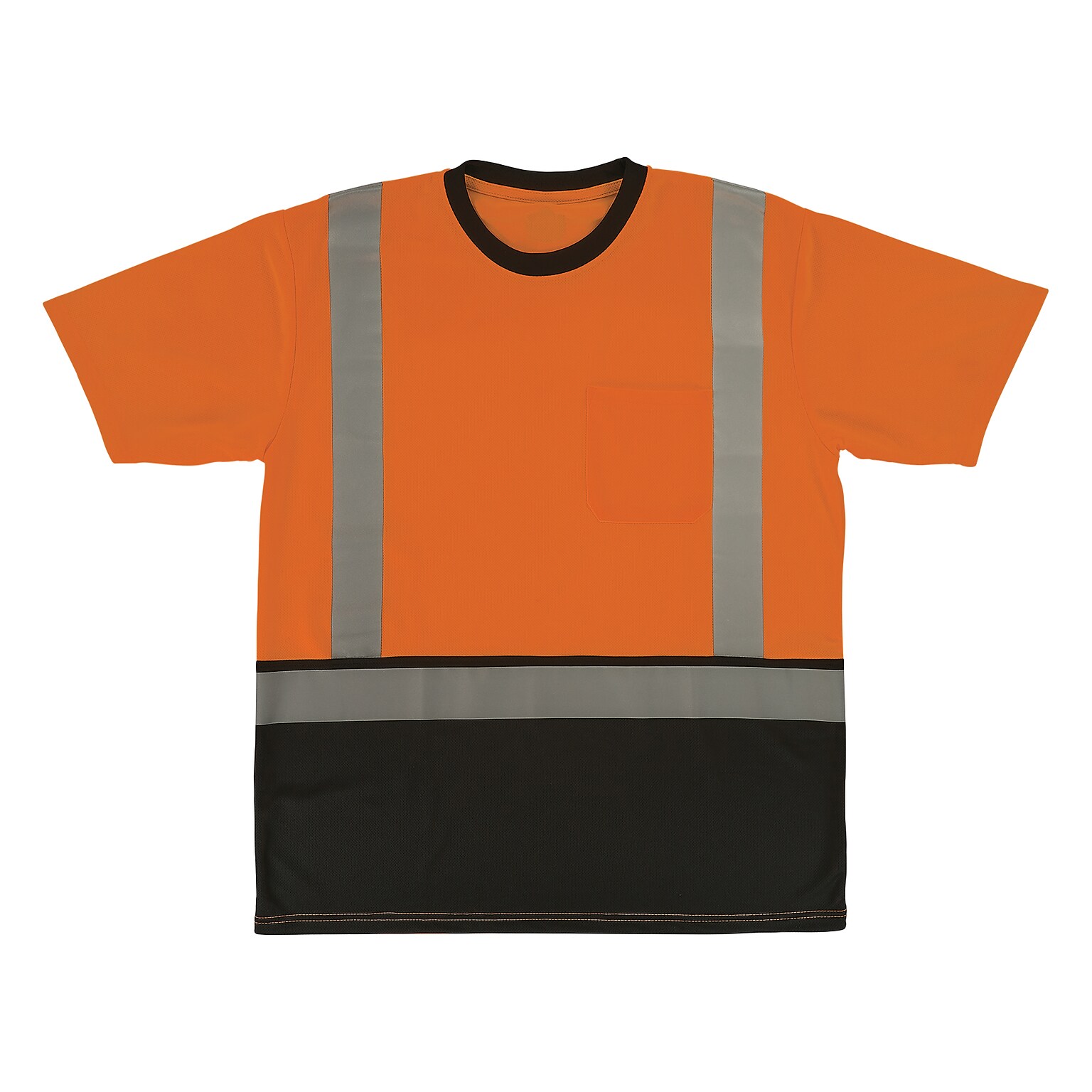 GloWear 8286BK High Visibility Short Sleeve Black Bottom T-Shirt, ANSI Type R Class 2, Orange, 4XL (22198)