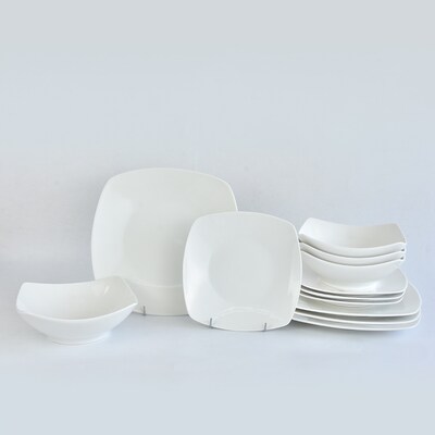 Gourmet Edge 12-pc Modern Square Porcelain Dinnerware Set