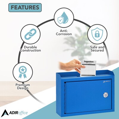 AdirOffice Steel Multipurpose Interoffice Mailbox Drop Box, Medium, Blue (631-02-BLU-PKG)