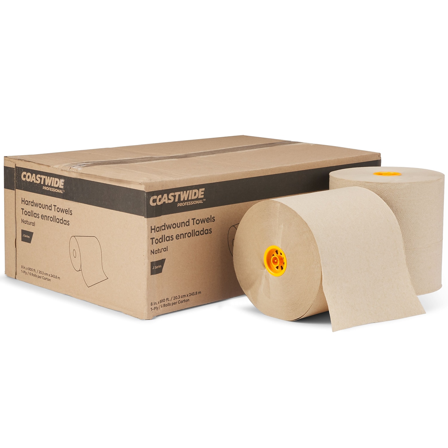 Coastwide Professional™ J-Series Hardwound Paper Towels, 1-ply, 800 ft./Roll, 6 Rolls/Carton (CWJHT-NAT)