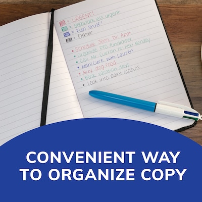 BIC 4-Color Retractable Ballpoint Pens, Medium Point, 1.4mm, Assorted Ink, 3/Pack (14540)