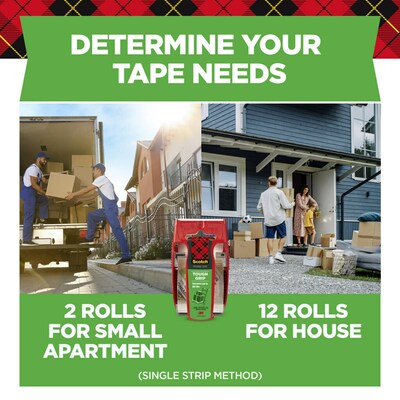 Scotch Tough Grip Packing Tape with Dispenser, 1.88" x 22.2 yds., Clear, 6/Pack (MMM1506)