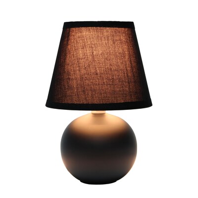 Creekwood Home Nauru 8.66" Traditional Petite Ceramic Orb Base Bedside Table Desk Lamp, Black (CWT-2004-BK)
