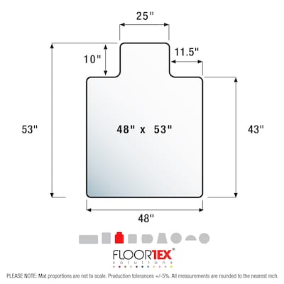 Floortex Ultimat Cleartex Carpet Chair Mat with Lip, 48" x 53", Designed for Medium-Pile Carpet, Clear Polycarbonate (1113423LR)