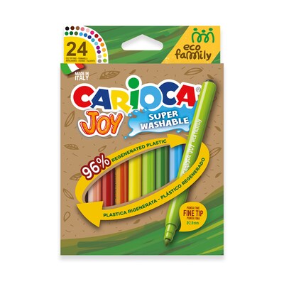 CARIOCA Joy Eco Washable Kids Markers, Fine Tip, Assorted Colors, 24/Set (CRA43463)