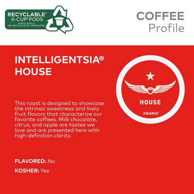 Intelligentsia Organic El Gallo Coffee, Keurig K-Cup Pod, Light Roast, 20/Box, 4 Boxes/Carton (5000371867CT)
