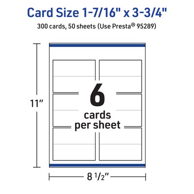 Avery Integrated Cards, 1-7/16" x 3.75", Matte White, 300/Box (95289)