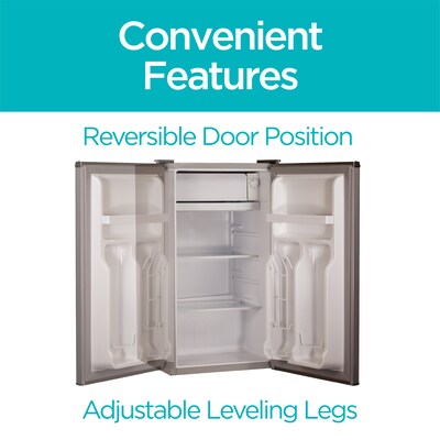 Black & Decker Adjustable Temperature Control Refrigerator with Freezer Compartment, 3.2 Cu. Ft., Gray/Silver (BCRK32V)