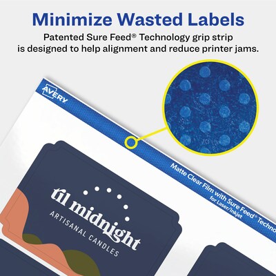 Avery Laser/Inkjet Decorative Edge Multipurpose Labels, 2" x 3", Clear, 200/Pack (94267)