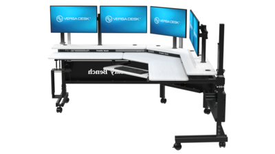VersaDesk Foundry Bench 80"W Electric Corner Adjustable Standing Desk, White/Black (FBC8080-BW-APP)