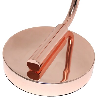 Creekwood Home Vintage Vantage 18.8" Minimalist Industrial Curved Arm Desk Lamp, Feit LED Bulb, Rose Gold (CWD-1015-RG-LB)