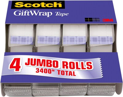 Scotch® Gift Wrap Tape with Dispenser, 3/4 x 23.61 yds., 4 Rolls (415)