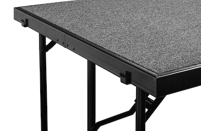 NPS 3-Level Straight Standing Choral Riser, 54"W x 60”-72”L x 24"H, Grey Carpet (RS3LC02)
