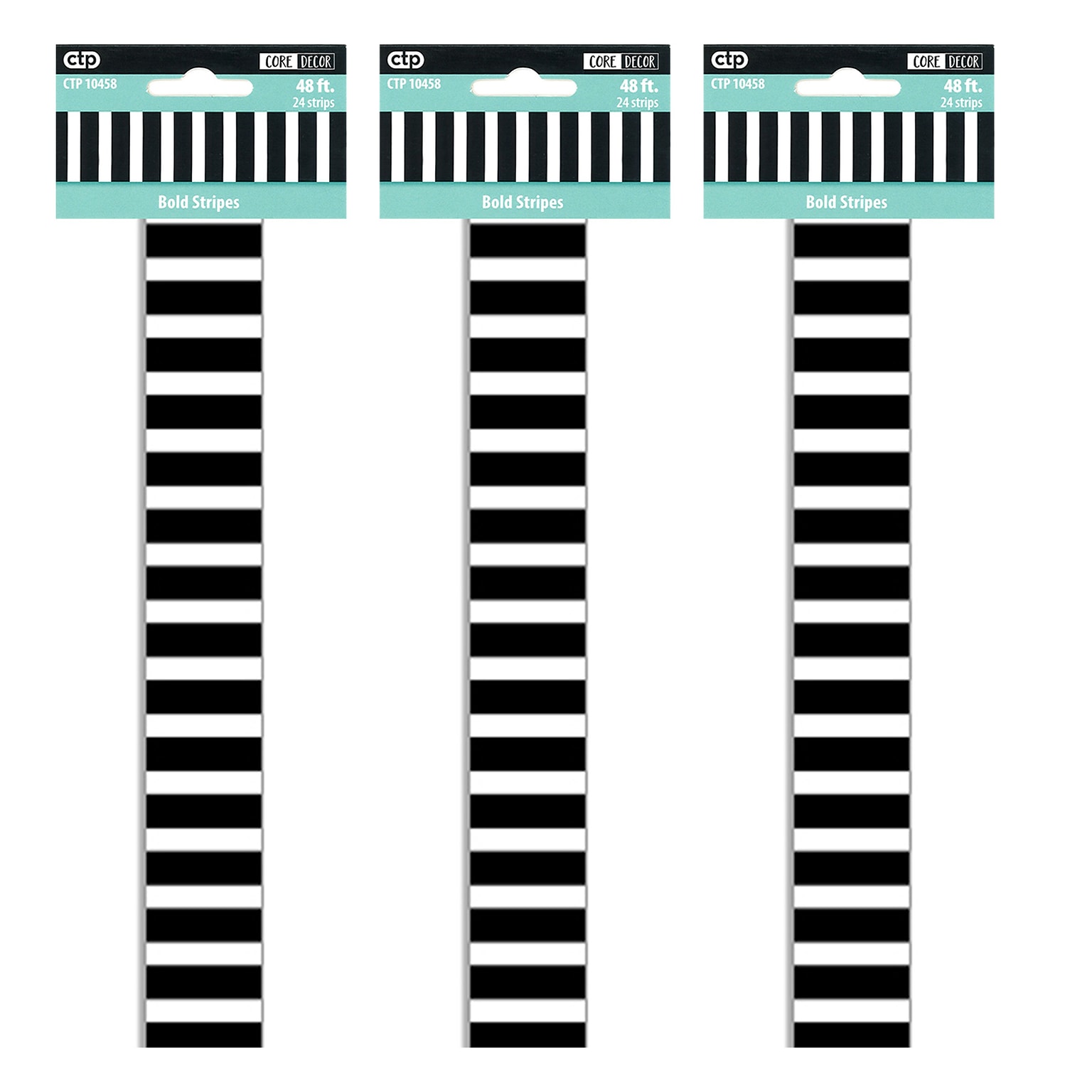 Creative Teaching Press Core Décor Bold Stripes EZ Border, 3 x 35 ft., Bold Stripes, 3 Packs/Bundle (CTP10458-3)