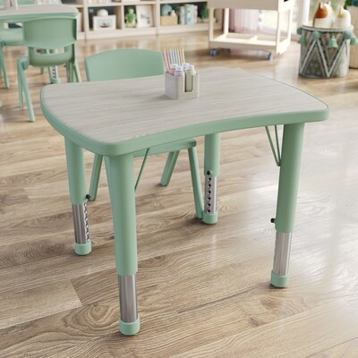 Flash Furniture Wren Rectangular Activity Table, 21.75 x 26.5, Height Adjustable, Light Gray Woodgrain/Sage (YU98RECTBSGE)