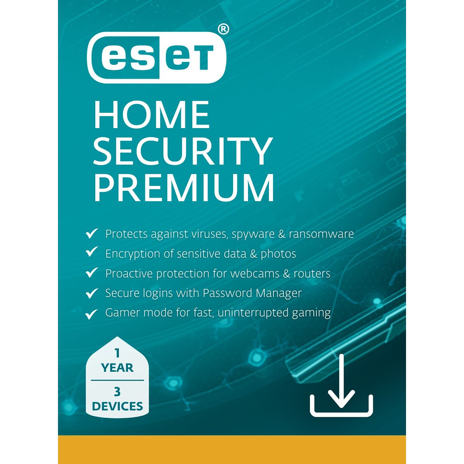 ESET Home Security Premium 2025 for 3 Users, Windows and Mac, Download (RTL-EHSP-N1-3-1-XLS)